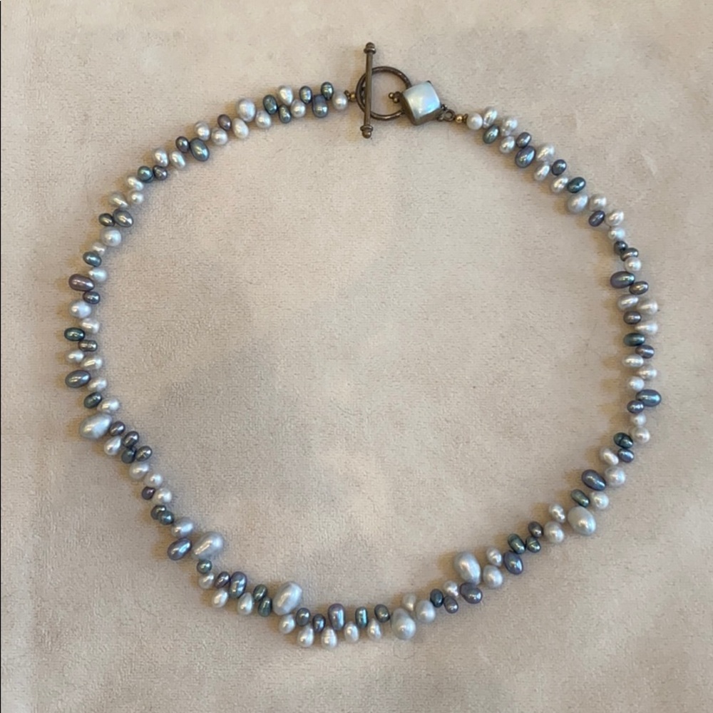 Pearl necklace- pretty blue and grey